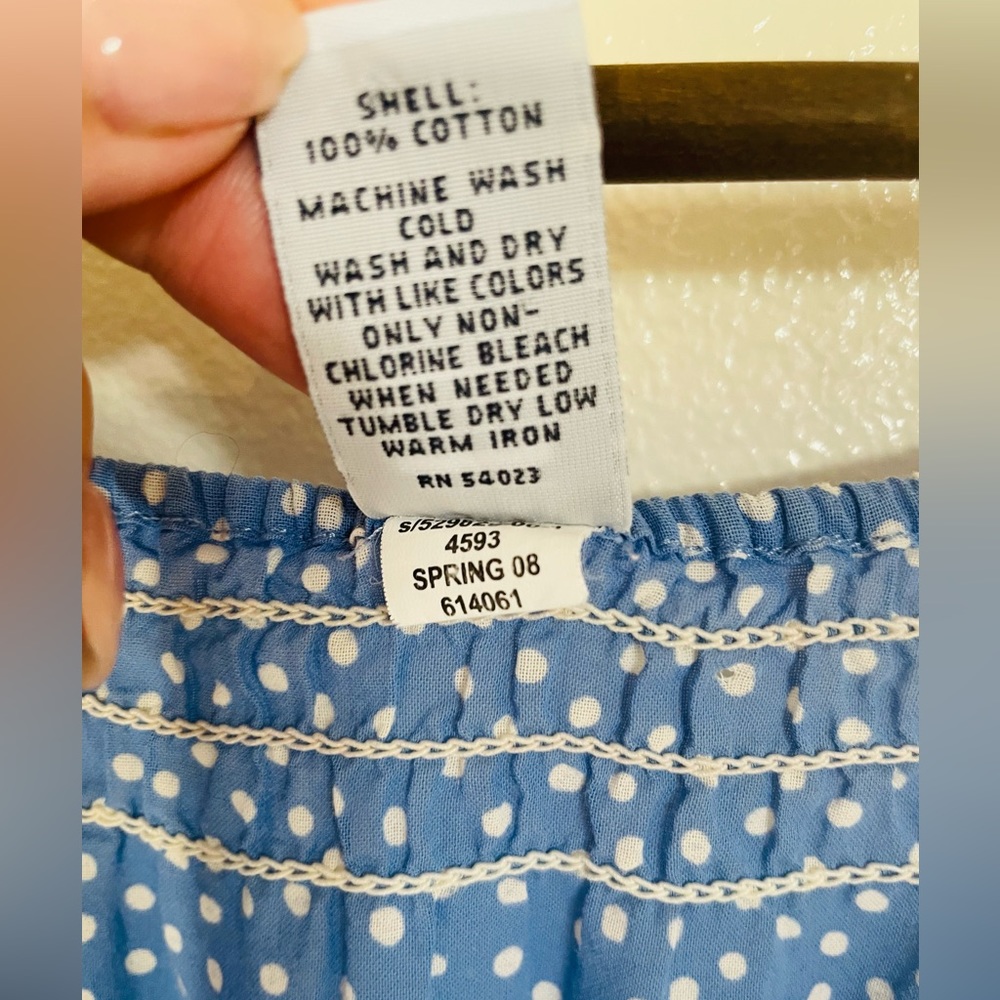 Gap S Blue Polka Dot Peasant Shirt Blouse - Picture 5 of 8